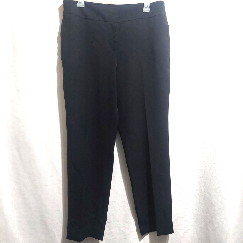 Kasper Womens Size 10 Trouser Pants Polyester Blend Stretch Black Zip Hook & Bar